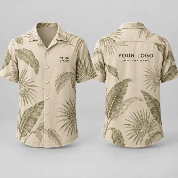 Tropical Leaf Logo Hawaiian Shirt | Custom Company Branding
