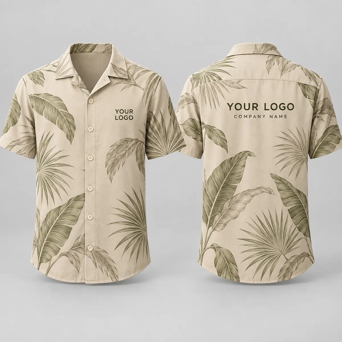 Tropical Leaf Logo Hawaiian Shirt | Custom Company Branding