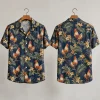 Tropical Rooster Hawaiian Shirt – Navy Plumeria