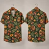 Turkey Football Thanksgiving Hawaiian Shirts in Dark Green