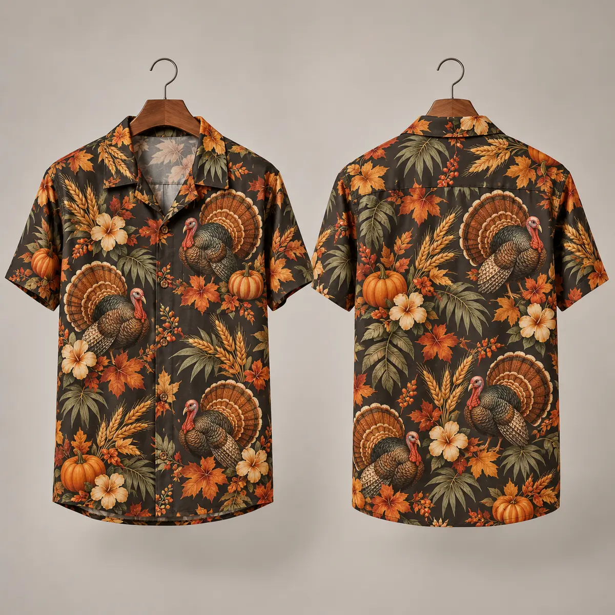 Turkey Thanksgiving Aloha Shirt – Harvest Pattern