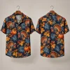 Turkey Thanksgiving Button Up Shirt – Navy Fall Motifs