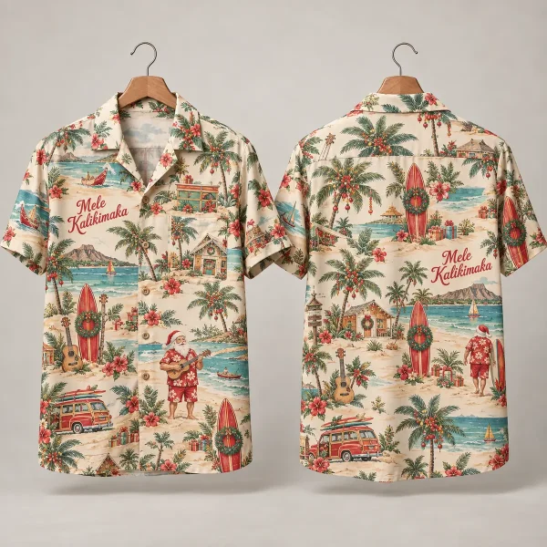 Ukulele Santa Hawaiian Shirt – Mele Kalikimaka