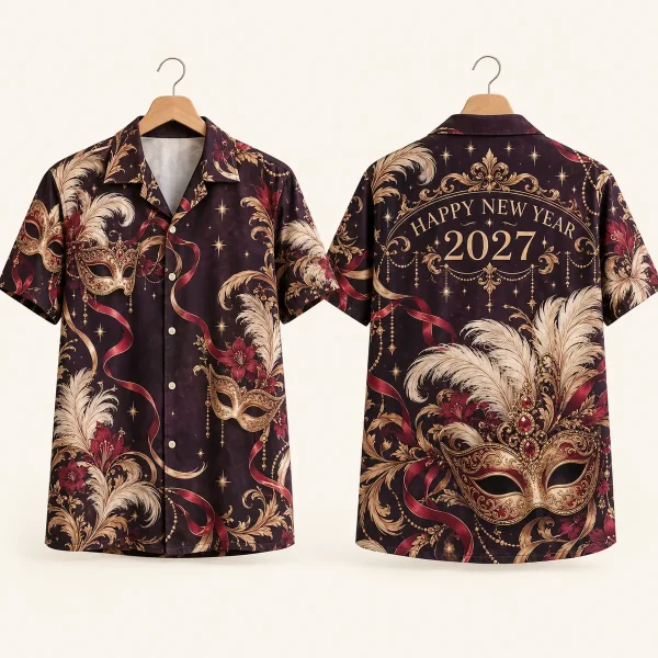 Venetian Mask Midnight Masquerade Button-Up Shirt