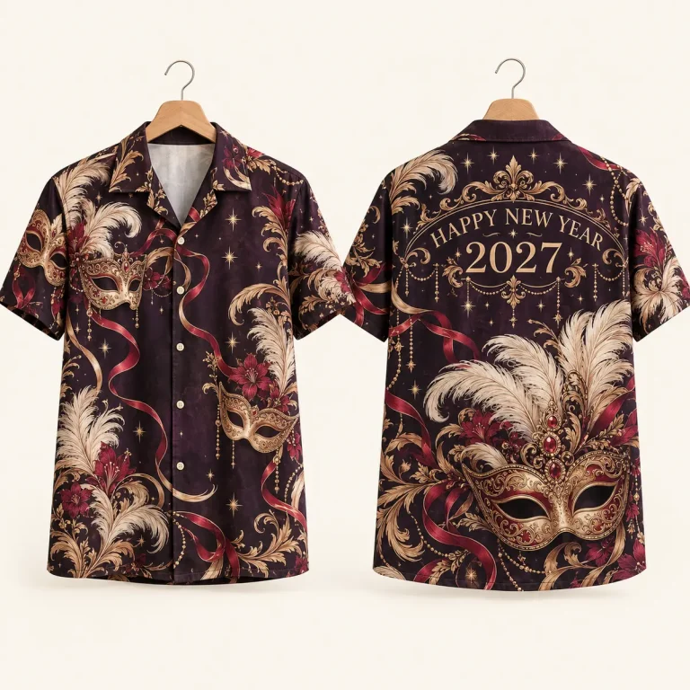 Venetian Mask Midnight Masquerade Button-Up Shirt