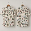 Vintage Skier Christmas Hawaiian Shirt | Alpine Holiday Print