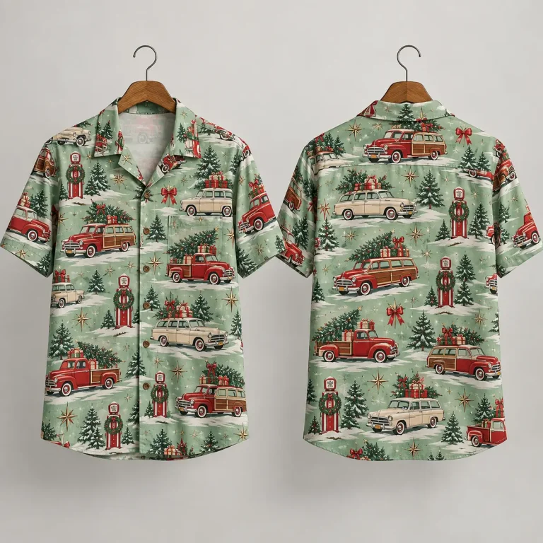 Vintage Woody Wagon Christmas Hawaiian Shirt for Men & Women