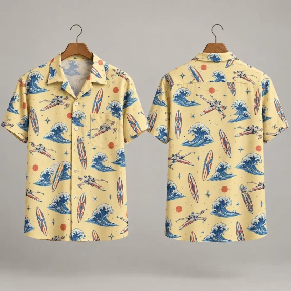 Wave Star Wars Hawaiian Shirt – Surfboards & Red Suns