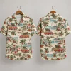 Woodie Christmas Hawaiian Shirt with Coastal Cottages