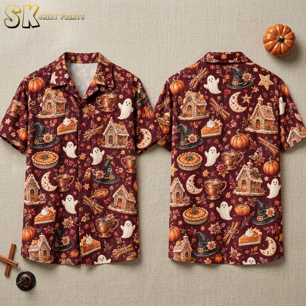 Gingerbread Haunts & Harvest Pies Men’s Hawaiian Shirt
